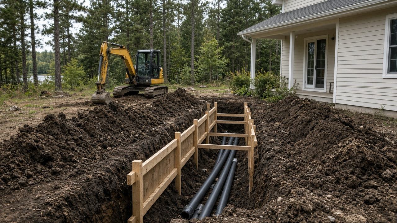 Utility and drain trenches