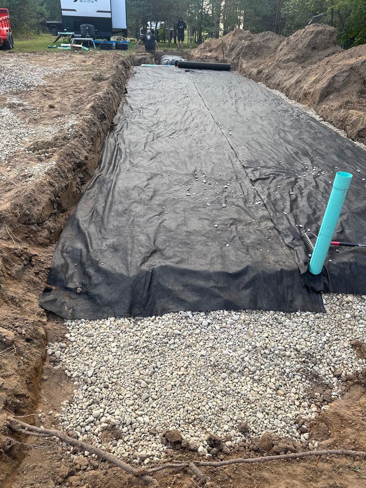 Geotextile over the stone bed